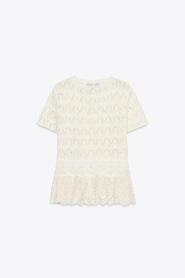 TOP ROMANTIQUE EN MAILLE EN MATIÈRES VARIÉES - Beige clair de Zara - Image 5