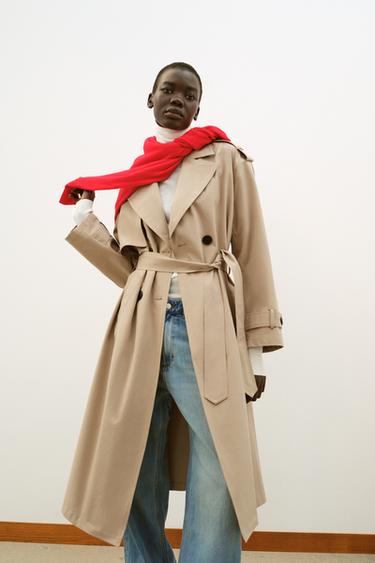LONG TRENCH COAT WITH BELT - camel by Zara