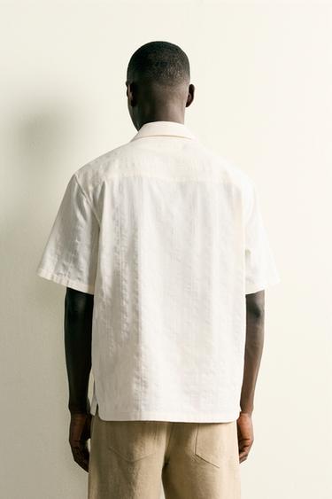 CAMISA REGULAR FIT JACQUARD - Blanco roto de Zara