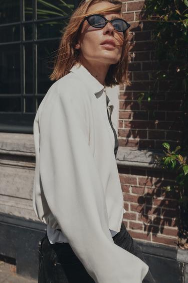 PUFFED BOMBER JACKET WITH ZIP - Ecru by Zara