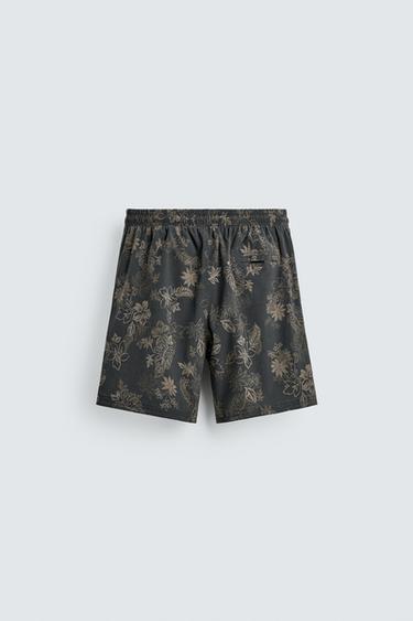 MAILLOT DE BAIN LONG À IMPRIMÉ FLORAL - Gris de Zara - Image 6