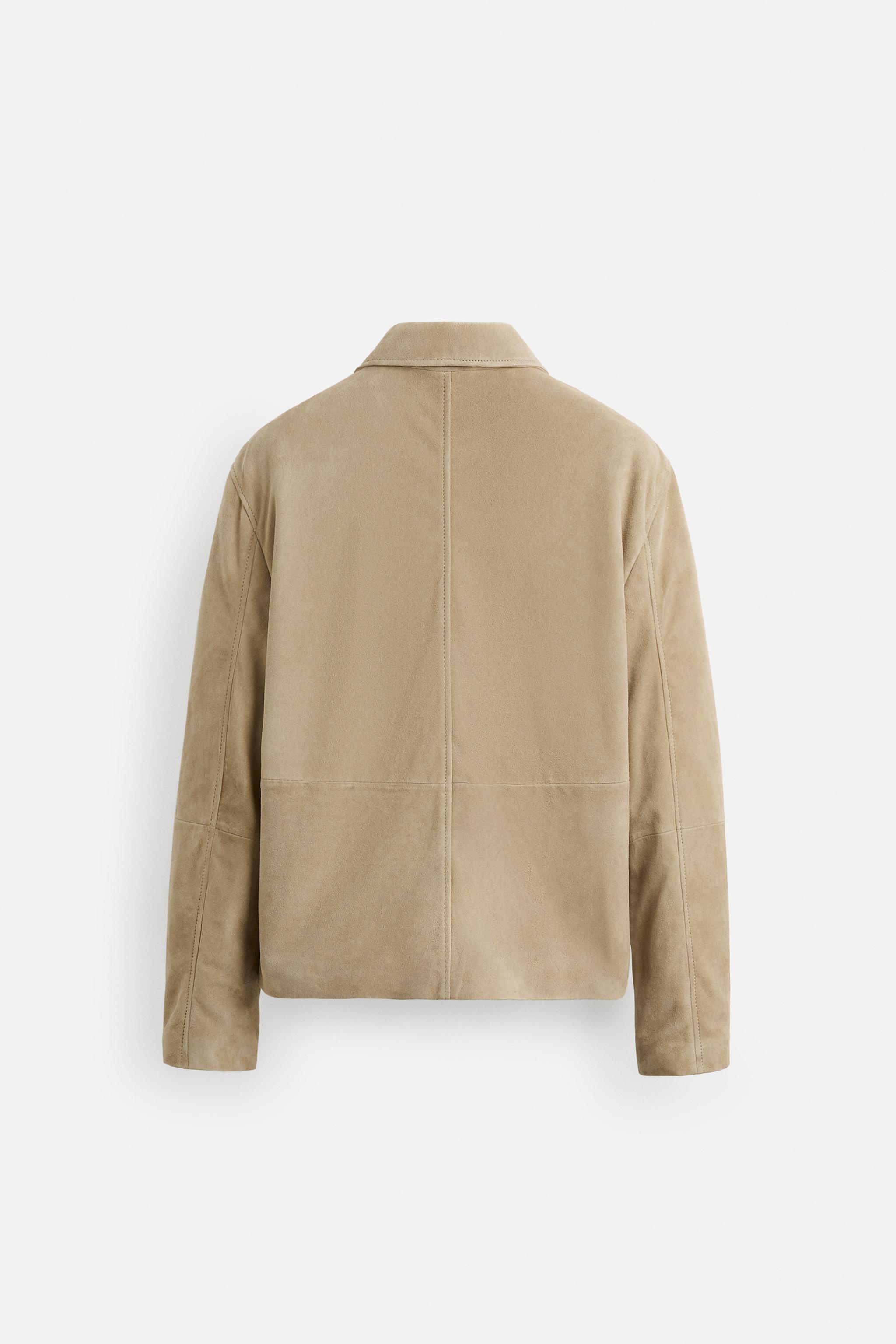 【ZARA】レギュラーフィット スエードレザーシャツ 5388/111/700 SUEDE OVERSHIRT - Sand | ZARA United States