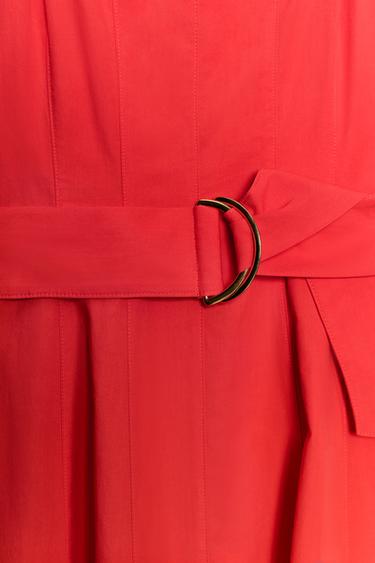 POPLIN MIDI DRESS WITH BELT - Red by Zara - Image 9