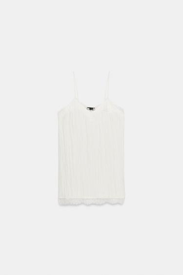 SATIN CAMISOLE TOP - Ecru by Zara