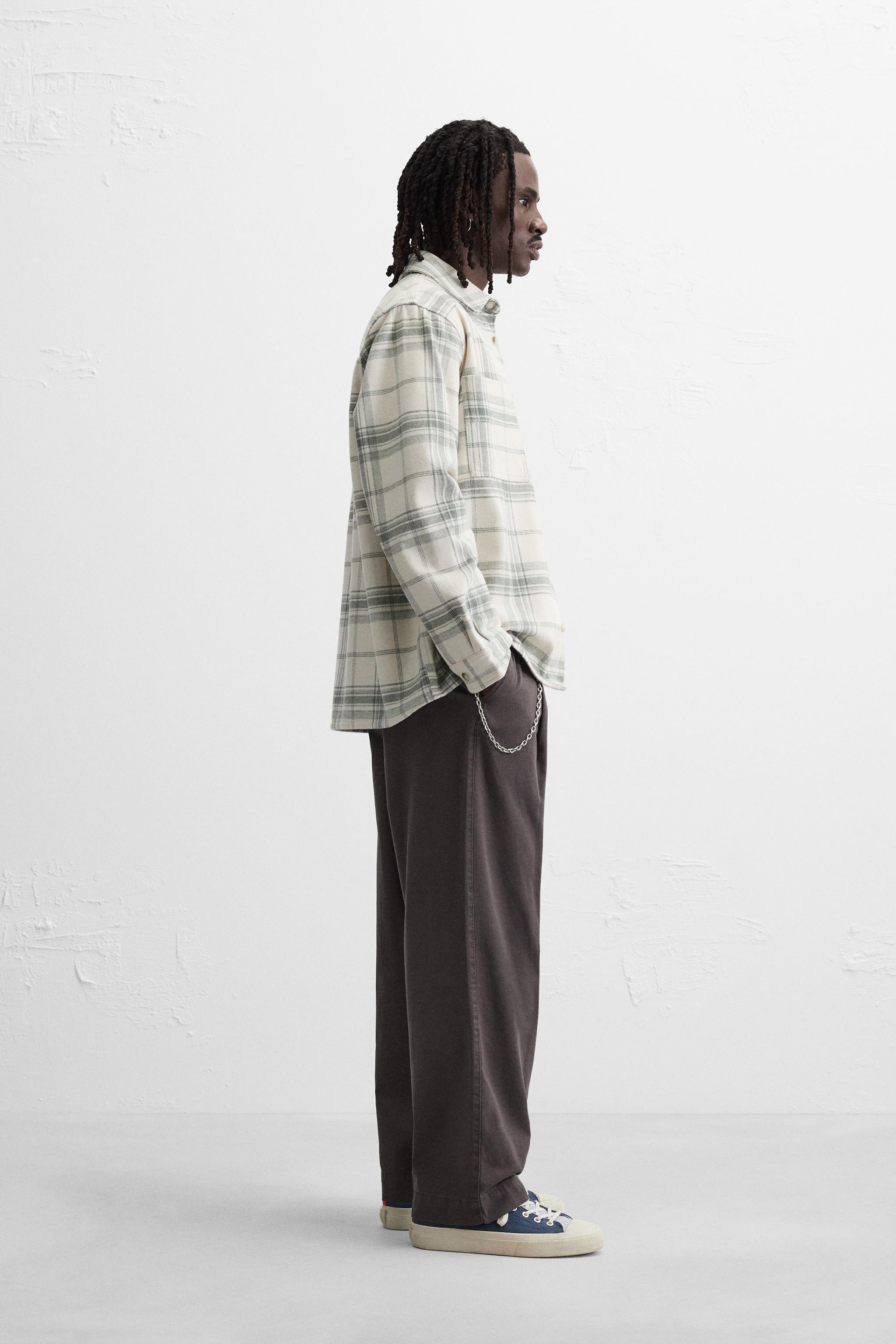 チェック フランネル シャツ - パールグレー | ZARA Japan / 日本