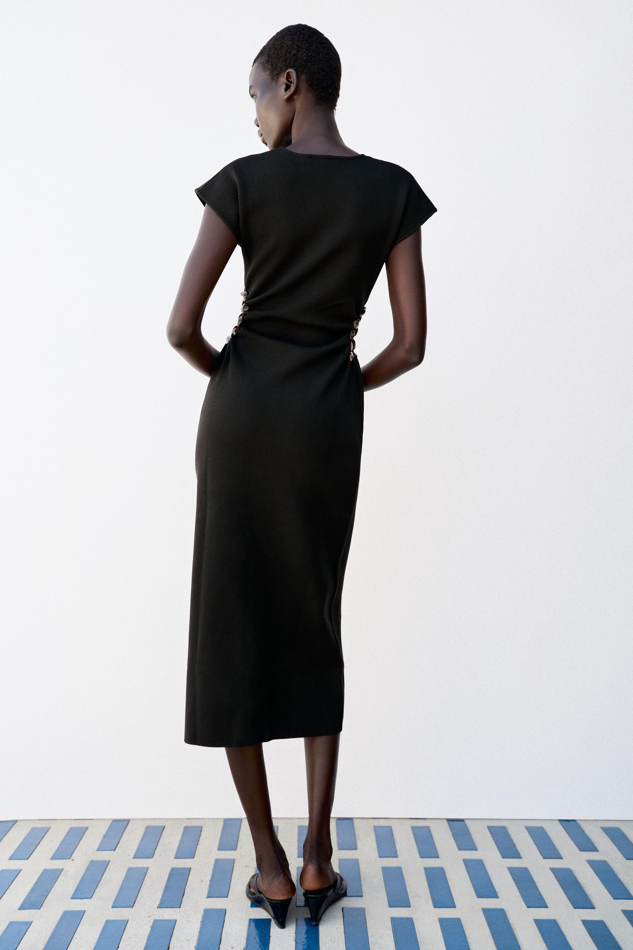 BEADED CUT-OUT KNIT DRESS