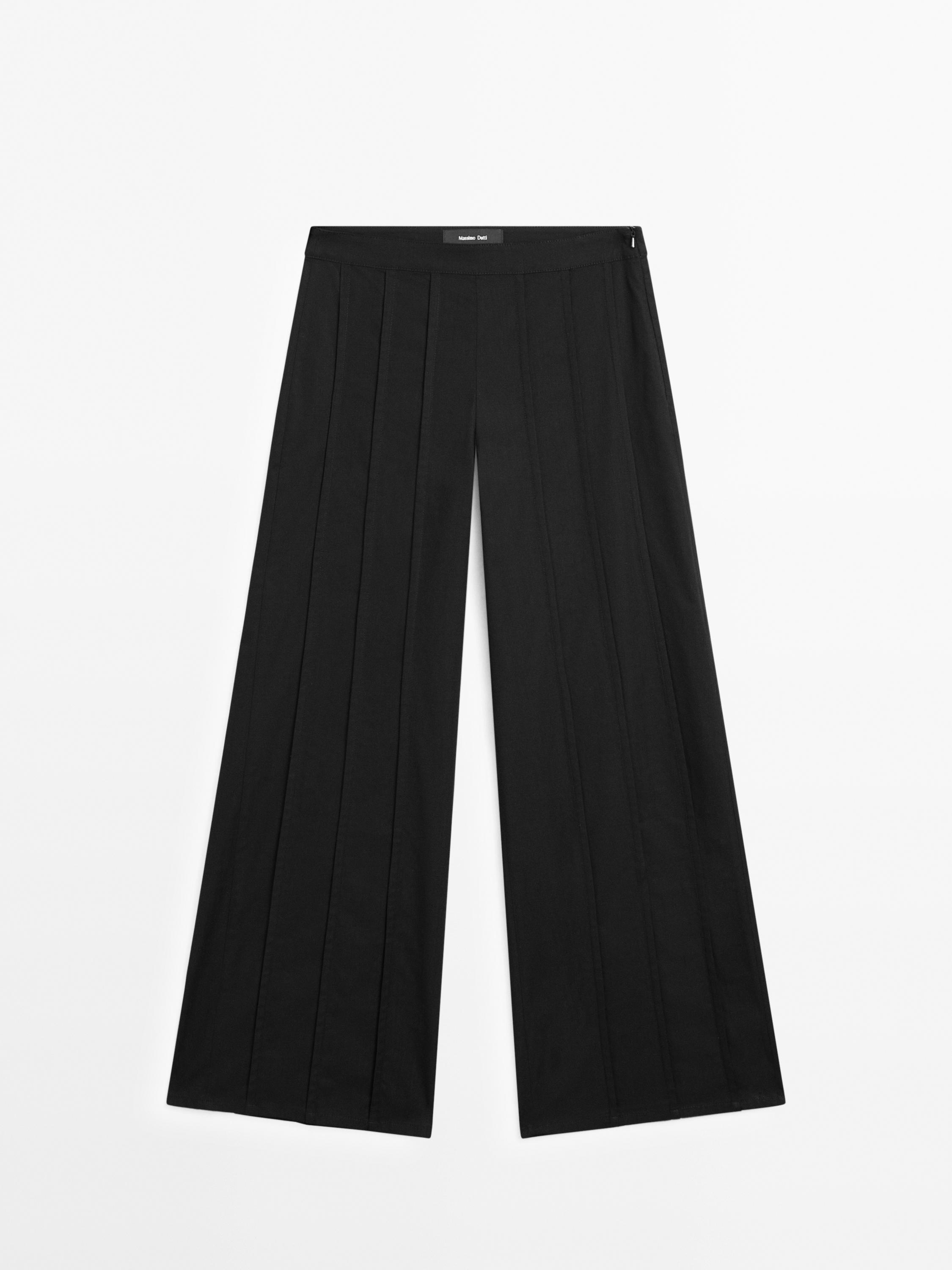 Pantalon large coutures apparentes