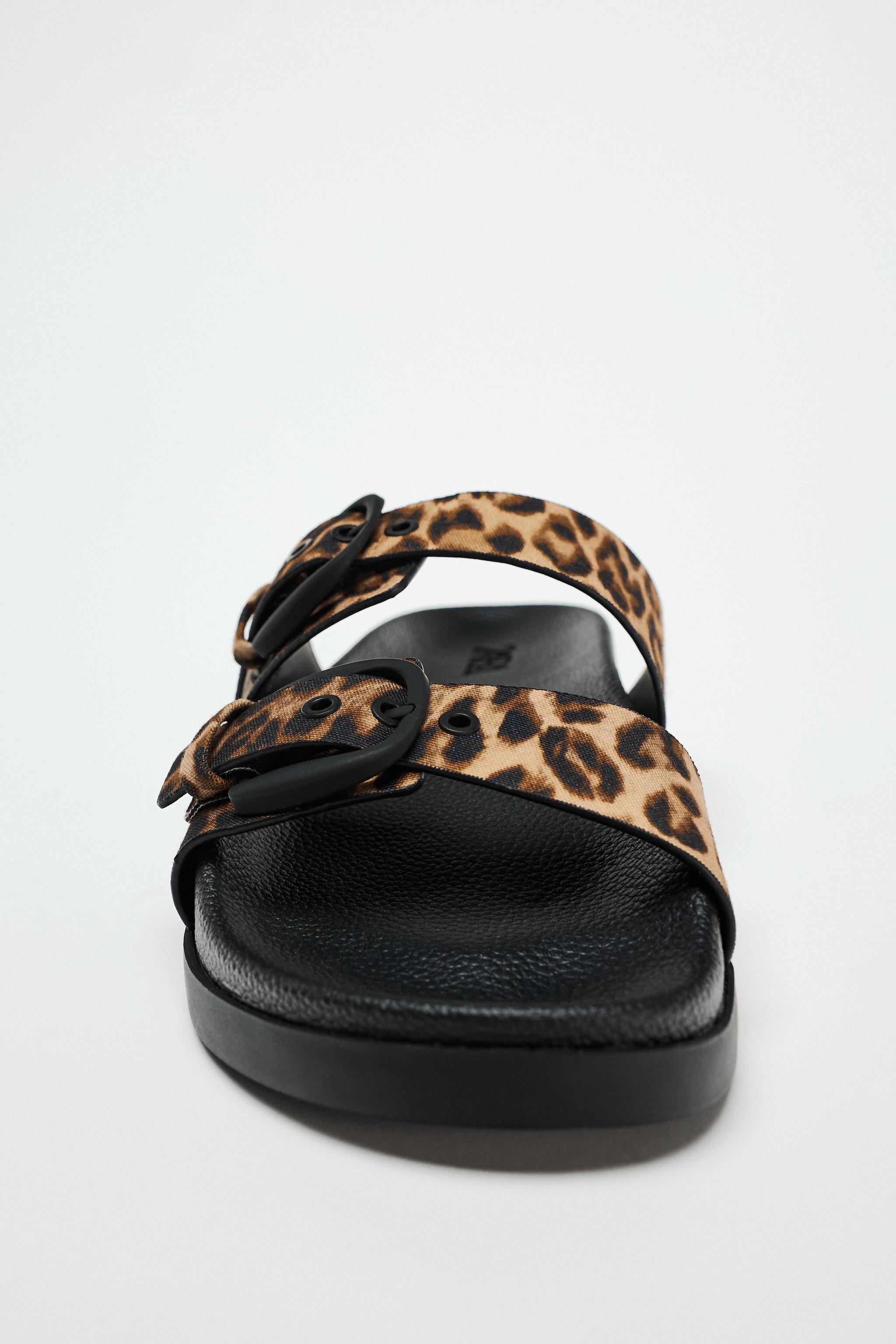 Zara animal fashion print flat sandals