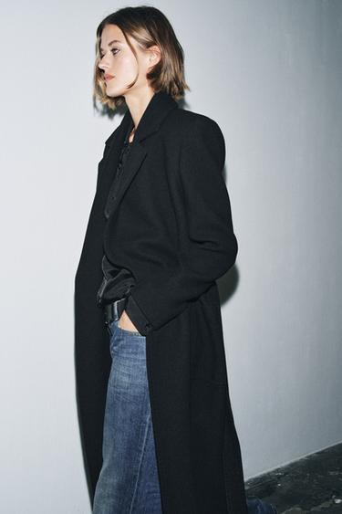 MANTEAU MÉLANGE LAINE ZW COLLECTION - Noir de Zara - Image 4