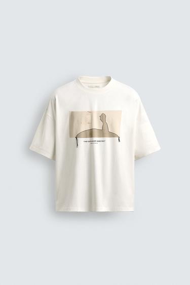 CAMISETA BORDADO FLECOS - Blanco roto de Zara