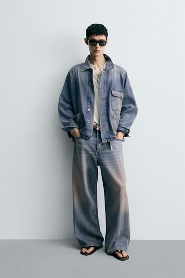 Zara VINTAGE WASH EFFECT DENIM OVERSHIRT - Mid-blue - Image 0