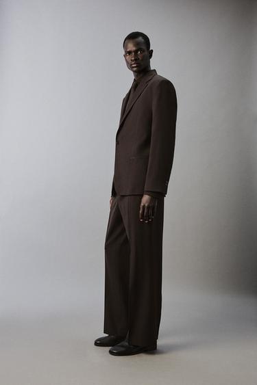 WOOL BLEND SUIT BLAZER - Brown by Zara - Image 3