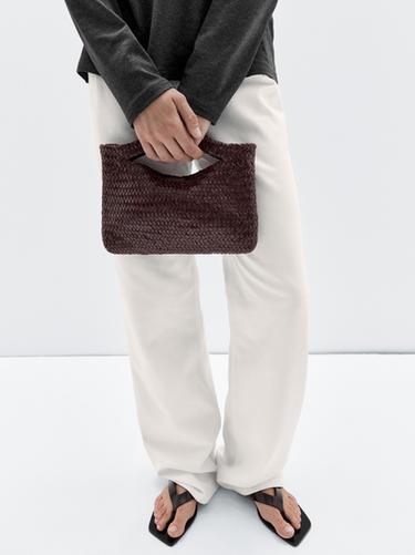 Bolso mini piel napa  trenzado - Marrón vigoré de Zara - Imagen 0