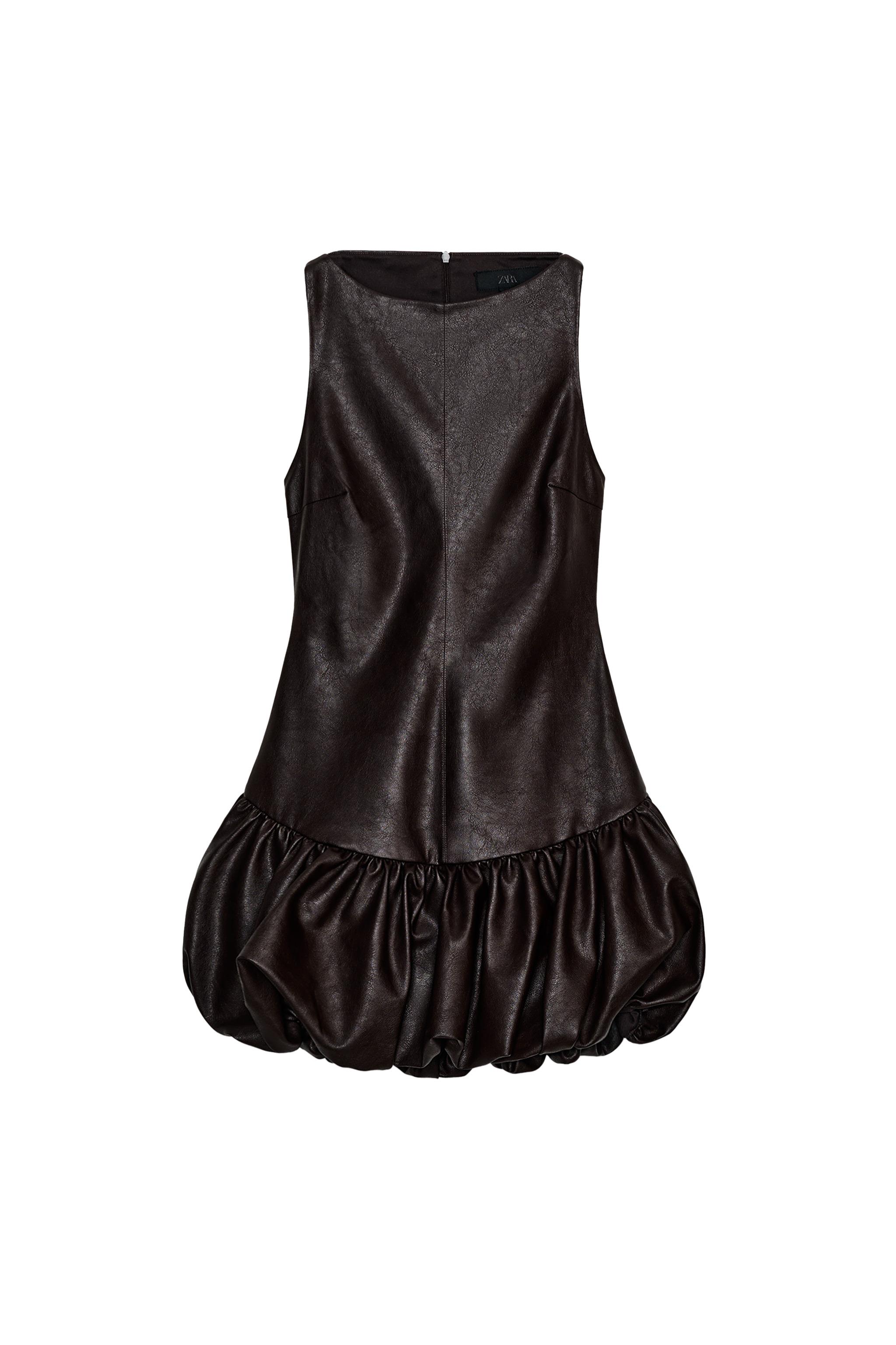 Zara - Faux Leather Balloon Jumpsuit Dress - Dark Brown - L - Woman Zara - Faux Leather Balloon Jumpsuit Dress - Dark Brown - L - Woman