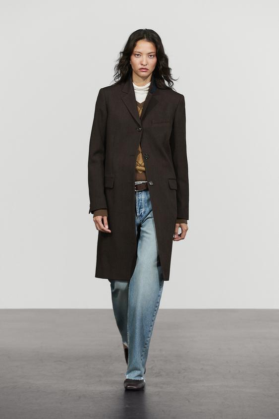 Zara 100% wool long coat - Brown marl - Image 0