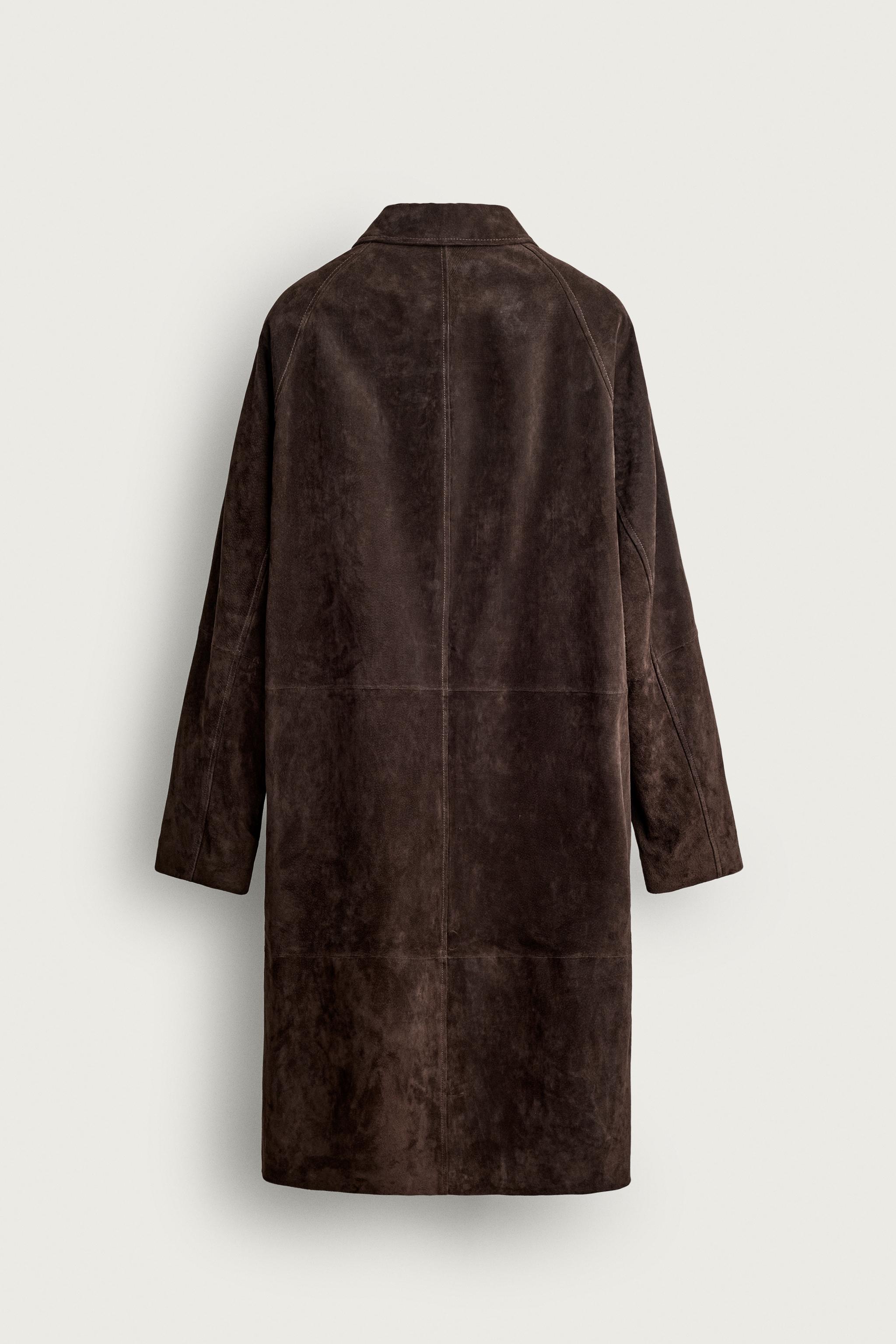MANTEAU RELAXED FIT EN CUIR CROÛTE DE