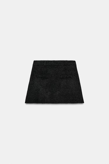 FALDA MINI PUNTO BOLSILLOS - Gris oscuro de Zara - Imagen 0