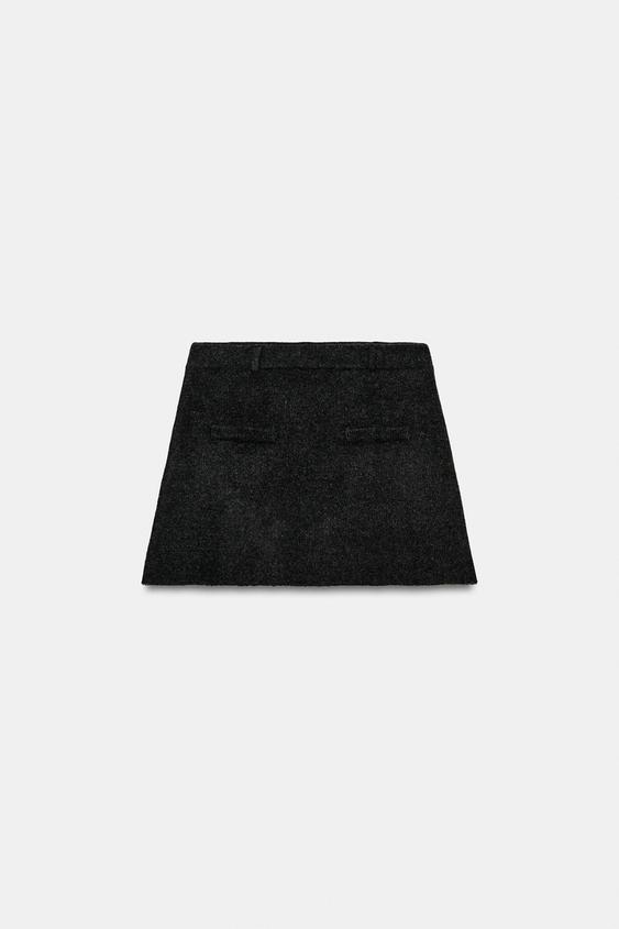 FALDA MINI PUNTO BOLSILLOS - Gris oscuro de Zara - Imagen 0