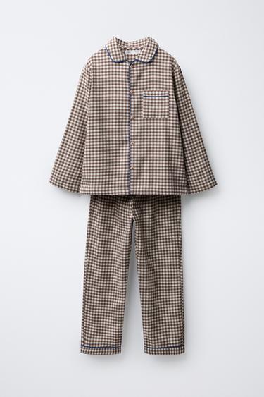 AGES 6-14 / FLANNEL GINGHAM PYJAMAS - Brown by Zara