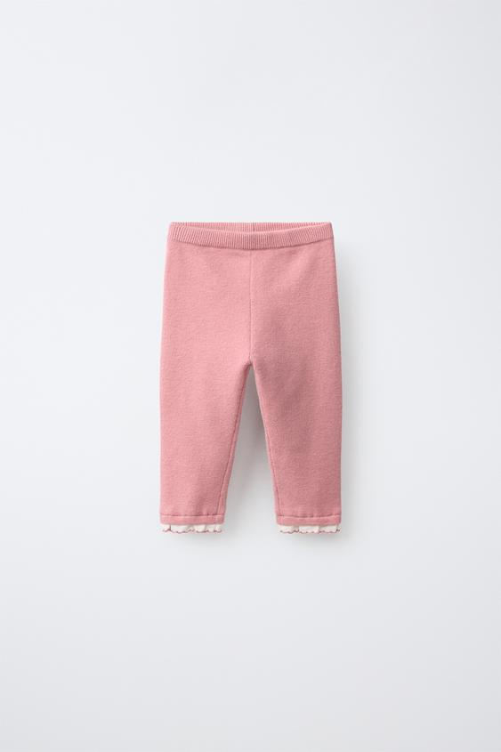 KNIT RUFFLE LEGGINGS - Light pink by Zara - Image 0