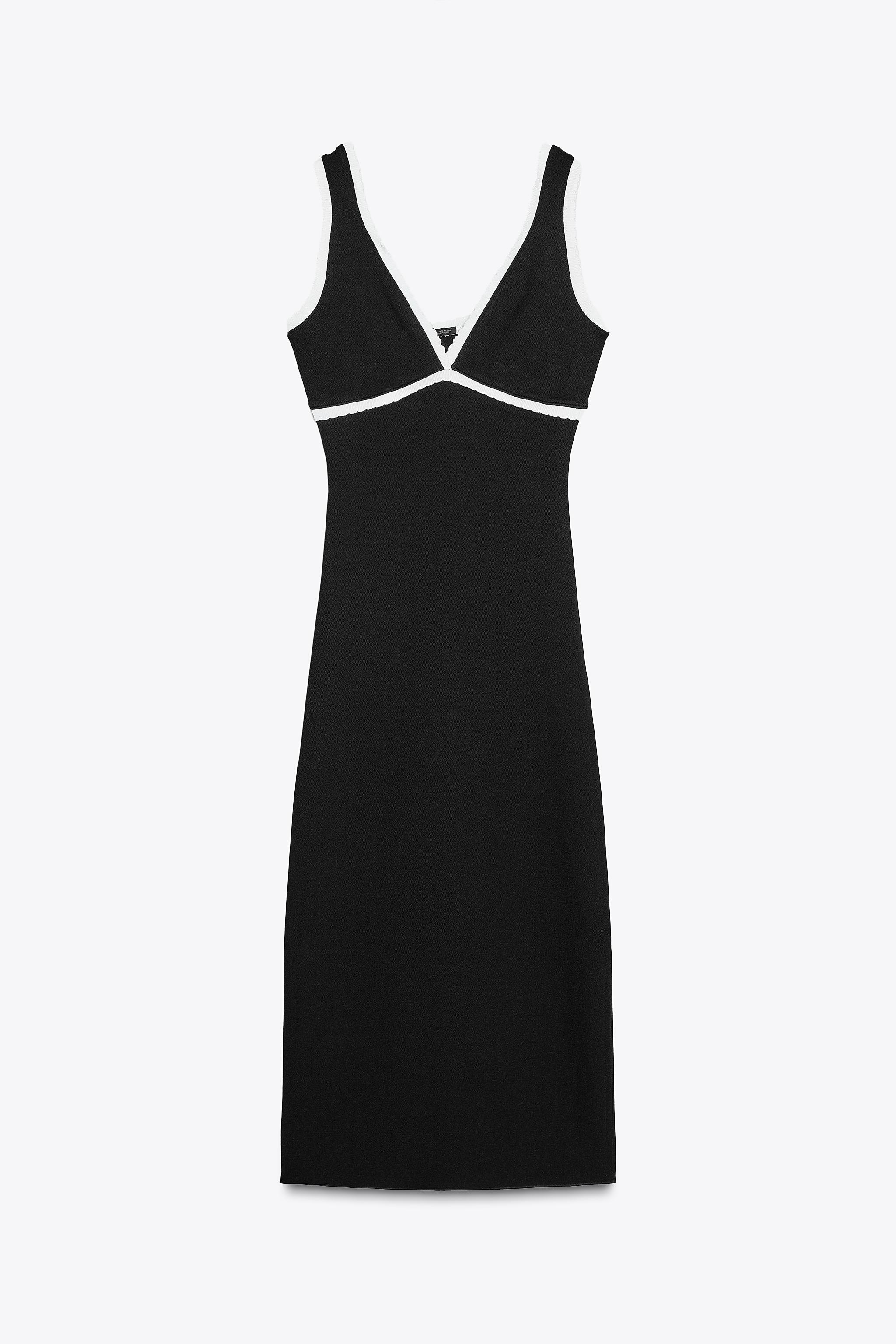 ZARA コントラスト仕上げワンピース 5584/211 コントラスト仕上げワンピース - ブラック | ZARA Japan / 日本