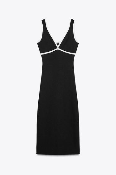 DRESS WITH CONTRAST TRIMS - Black by Zara - Image 4