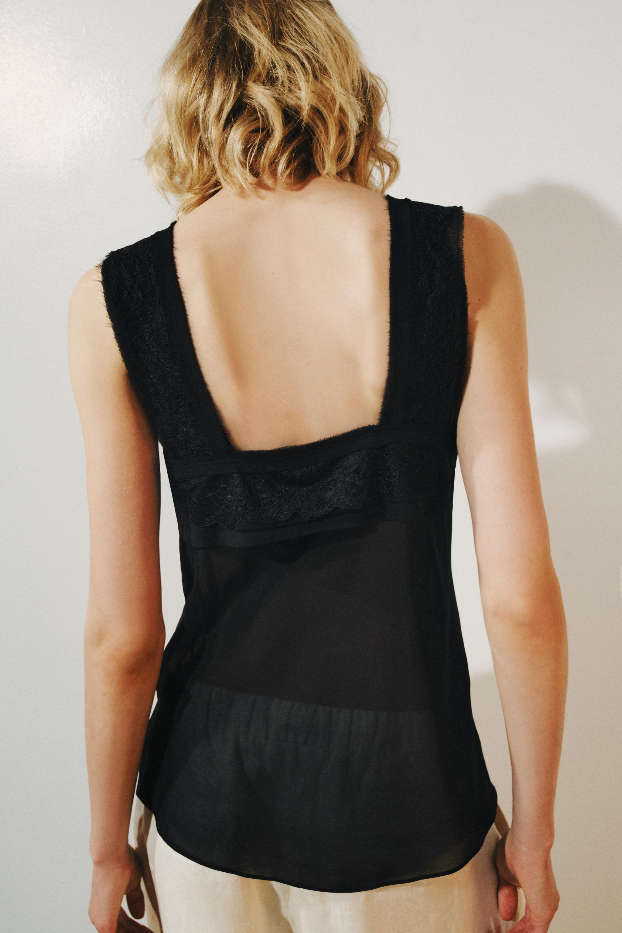 Женские рубашки Zara ZW COLLECTION LACE LINGERIE-STYLE TOP — фото 5
