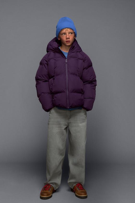 WATER-REPELLENT HOODED PADDED JACKET - Purple by Zara - Image 0