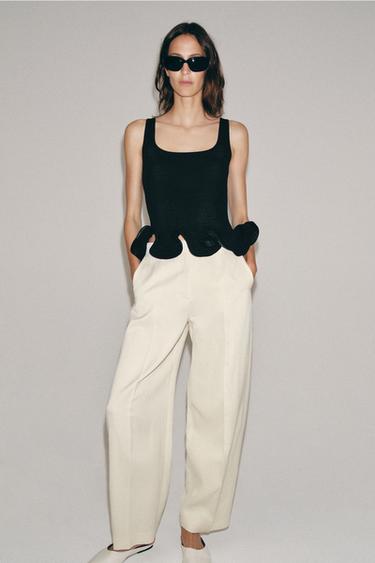 بنطلون بالون كتان ZW COLLECTION - خَام الخاص بـ Zara