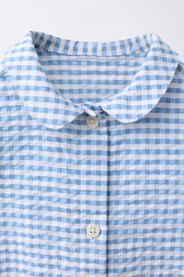 PRINTED GINGHAM BODYSUIT - Blue by Zara