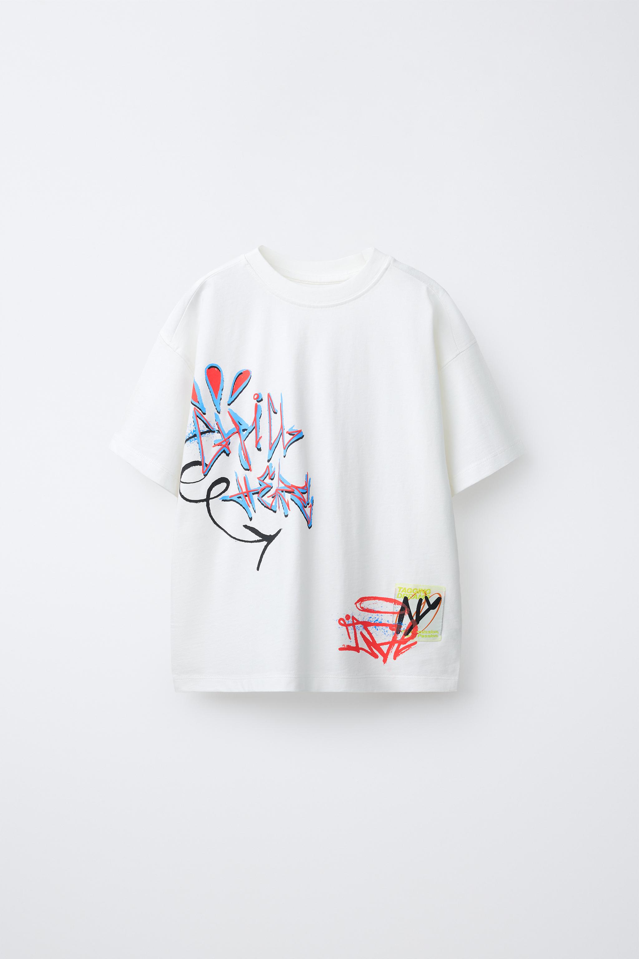 GRAFFITI PRINT T-SHIRT - White | ZARA United States