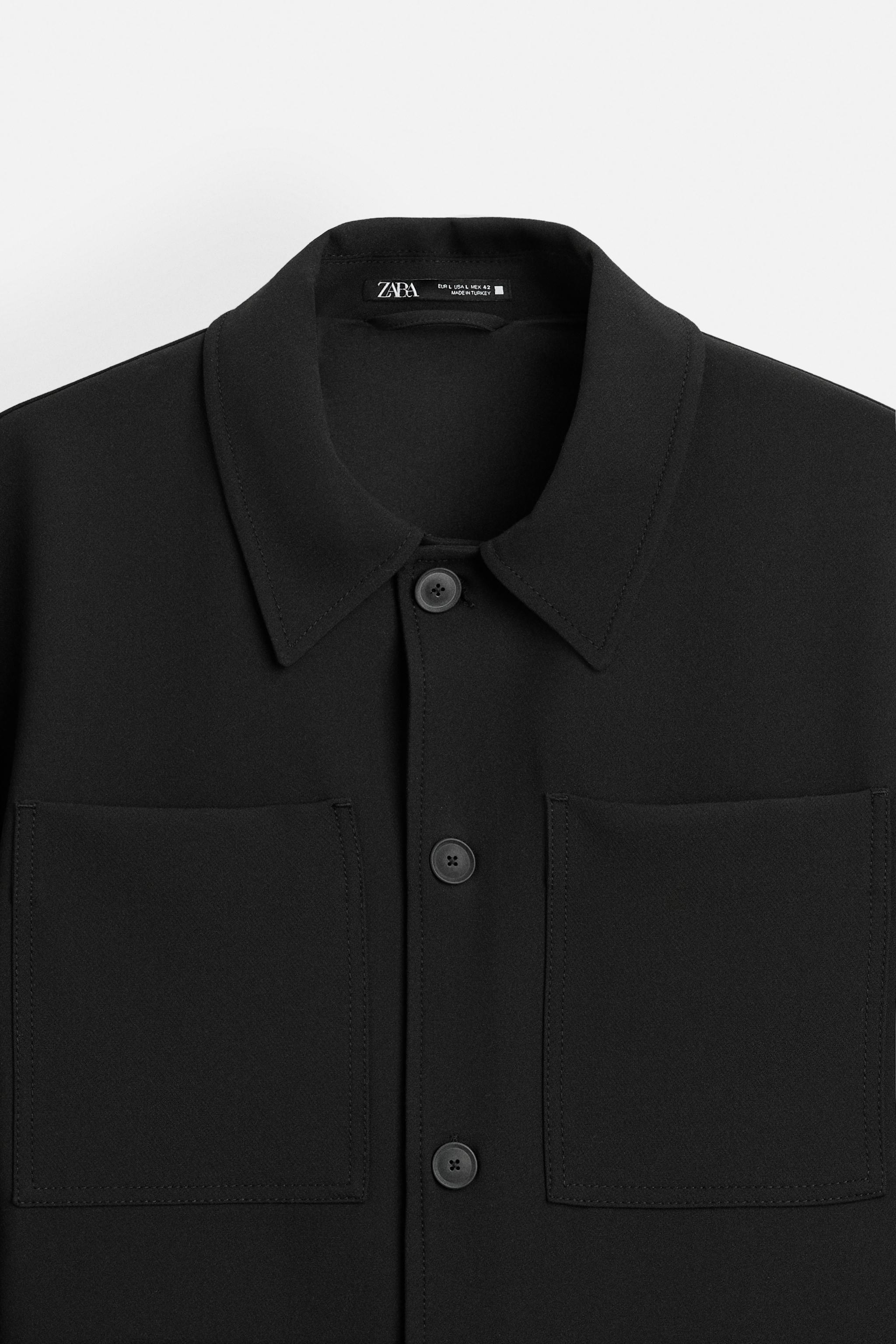 【ZARA】BOXY FIT シャツジャケット ブラック | 7484/553/800 BOXY FIT テクニカル シャツジャケット - ブラック | ZARA Japan