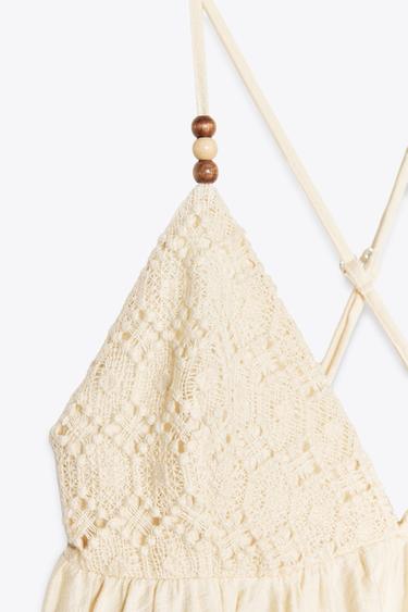 BEADED STRAPPY TOP - Ecru by Zara - Image 6