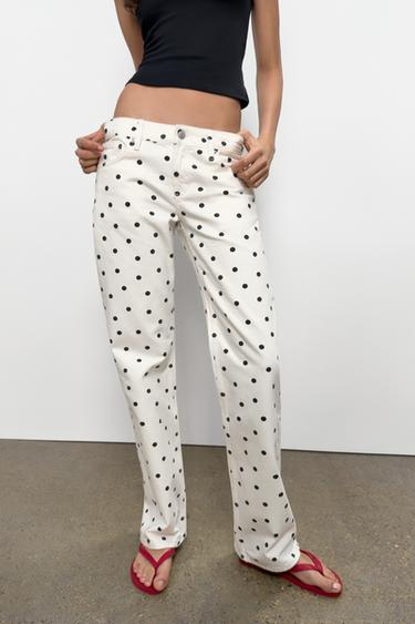 ДЖИНСИ TRF WIDE-LEG З НИЗЬКОЮ ПОСАДКОЮ В ГОРОШОК - лише один Zara
