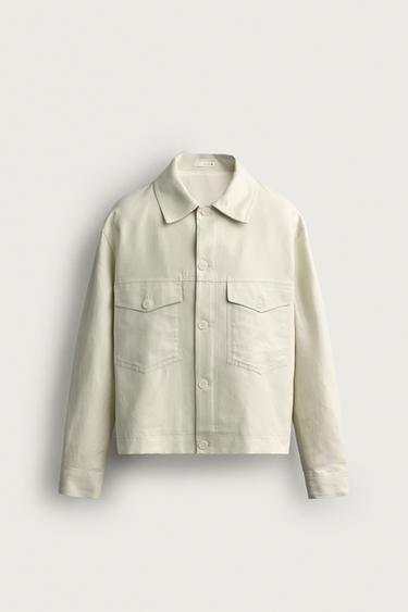 SOBRECAMISA RELAXED FIT ALGODÓN - LINO - Verde agua de Zara
