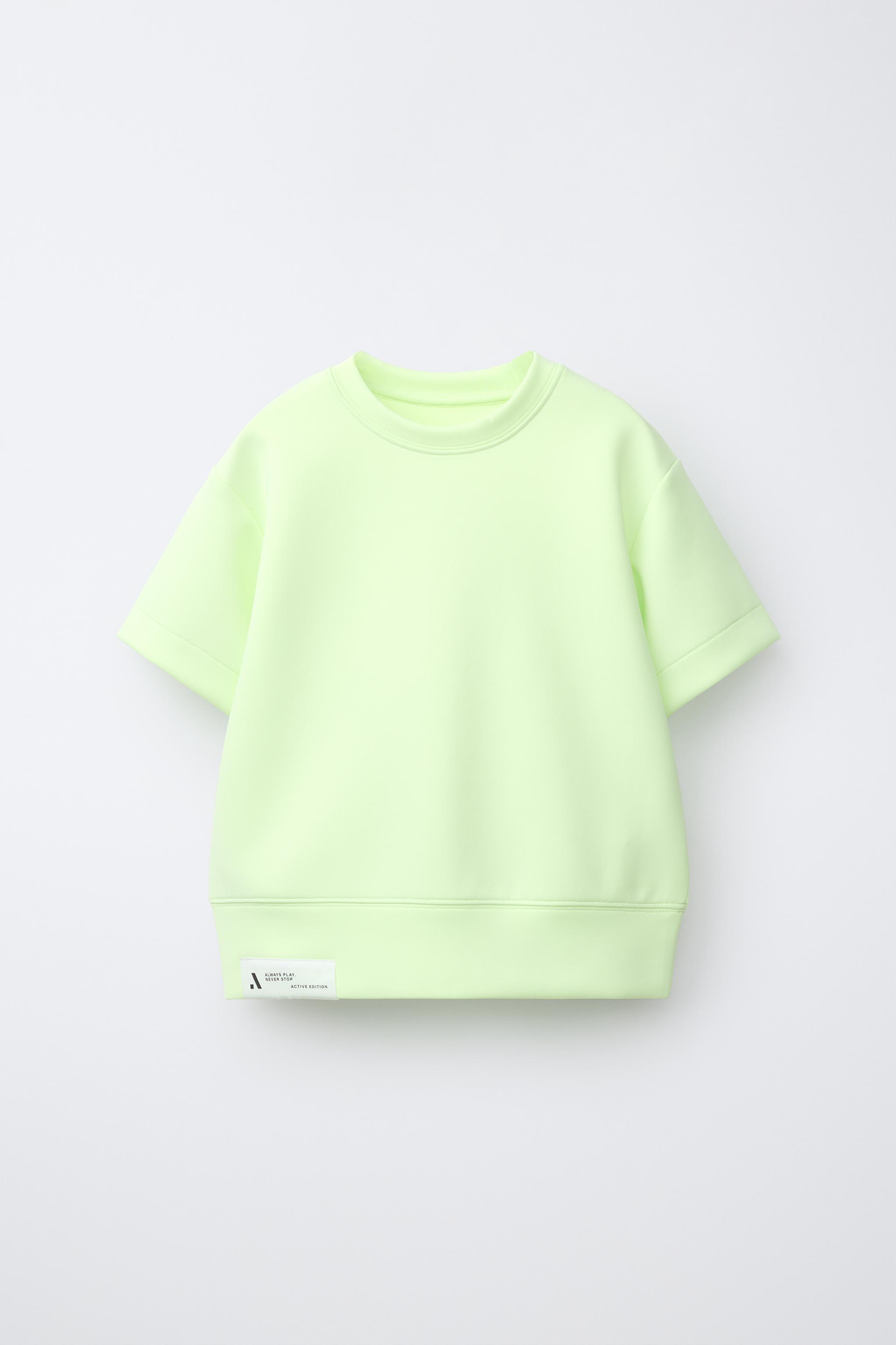 NEON SPORTY NEOPRENE T-SHIRT — Fluorescent lime
