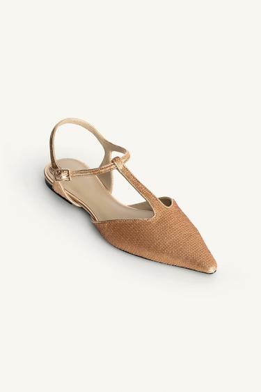 LIMITED EDITION SEQUIN FLAT SHOES - Gold by Zara - Image 5