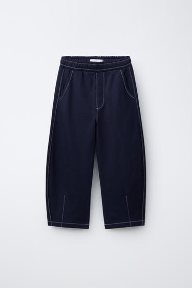 SWEATSHIRT AND PLUSH TROUSERS SET WITH TOPSTITCHING - Navy blue by Zara - Image 3
