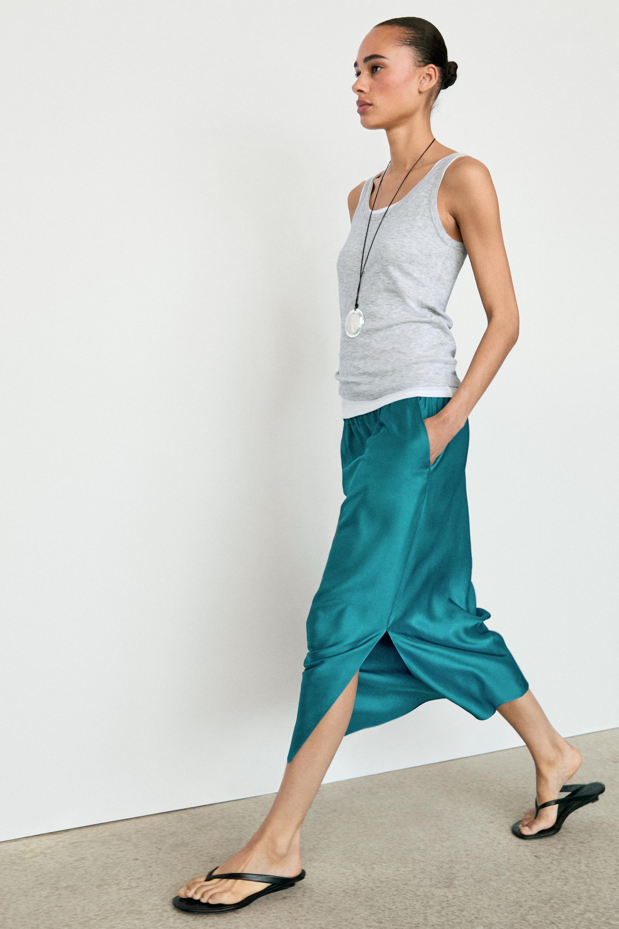Cotton blend ribbed double-layer top — Gray