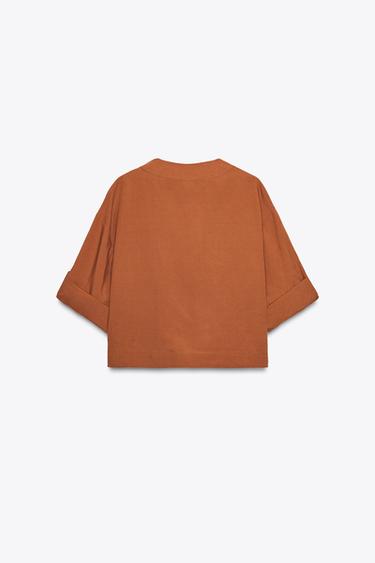 TURN-UP SLEEVE JACKET - Terracotta by Zara - Image 3