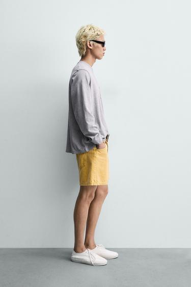 BERMUDA EN JEAN RELAXED FIT COULEUR - Jaune de Zara - Image 3