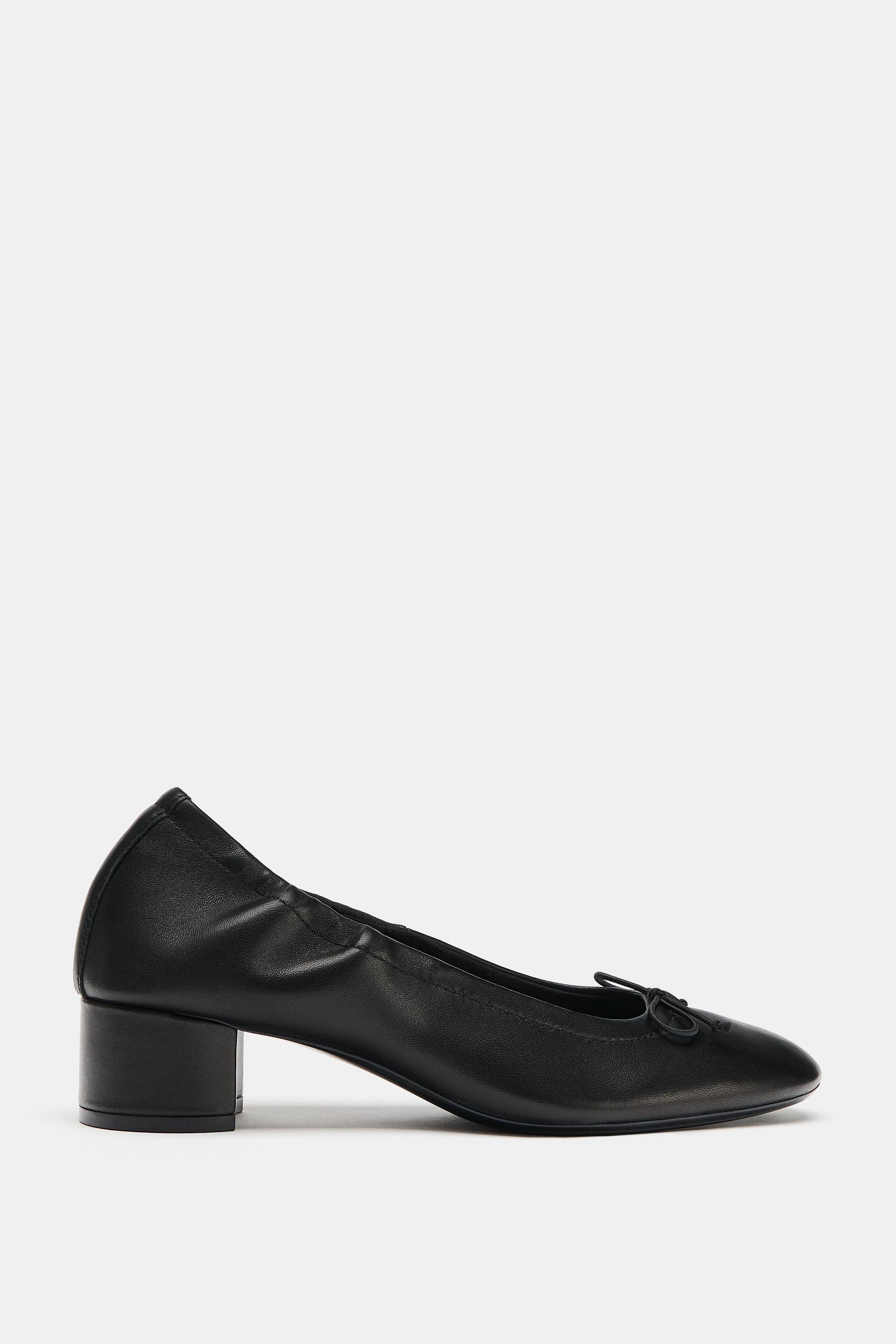 LEATHER HEELED BALLET FLATS