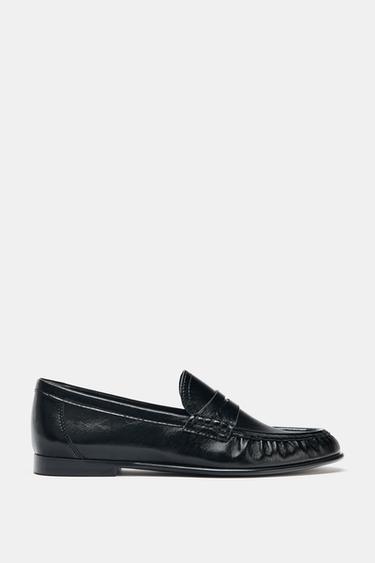 MOCASÍN FRUNCIDO SUAVE - Negro de Zara