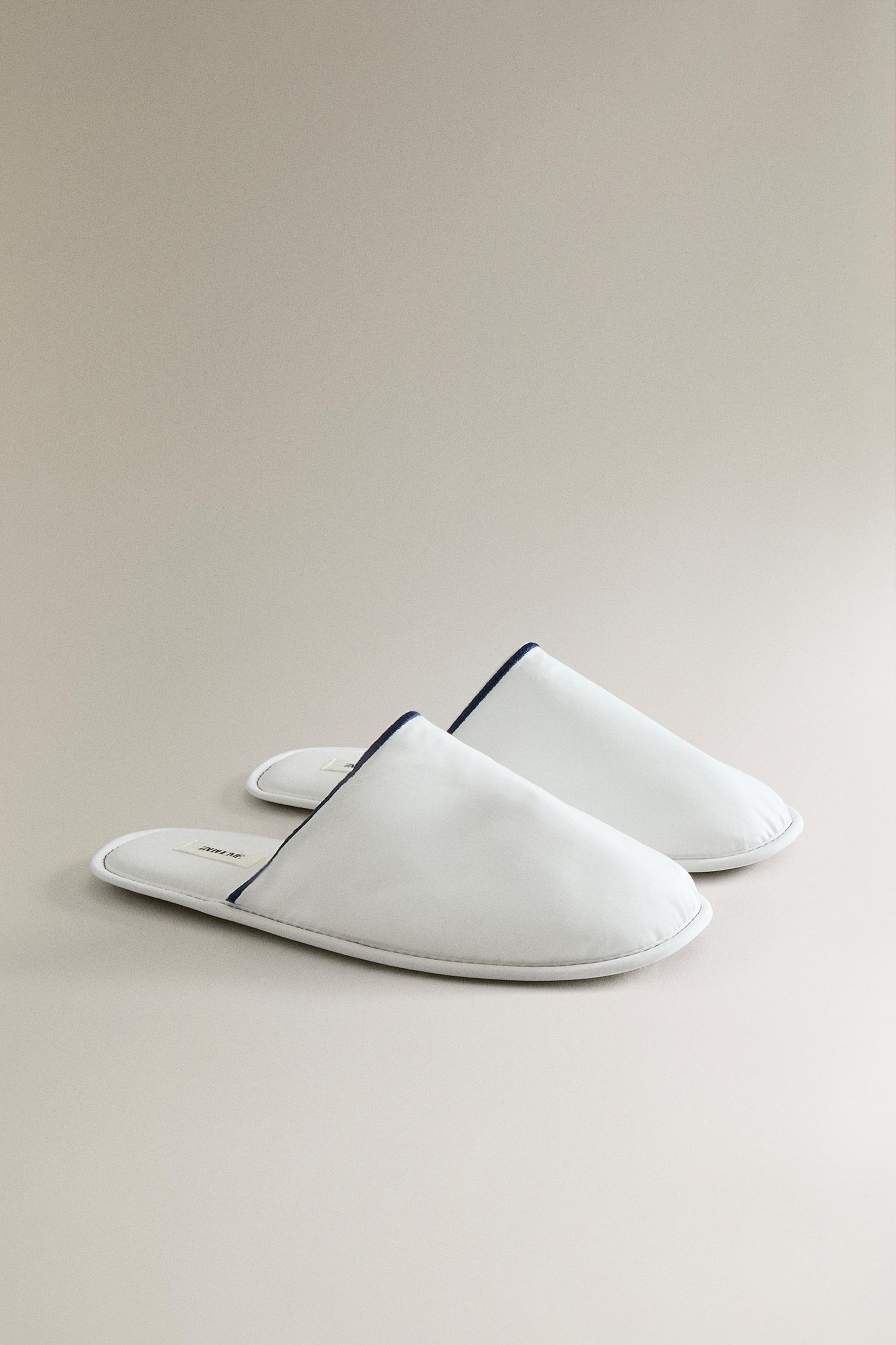 PIPING MULE SLIPPERS — White