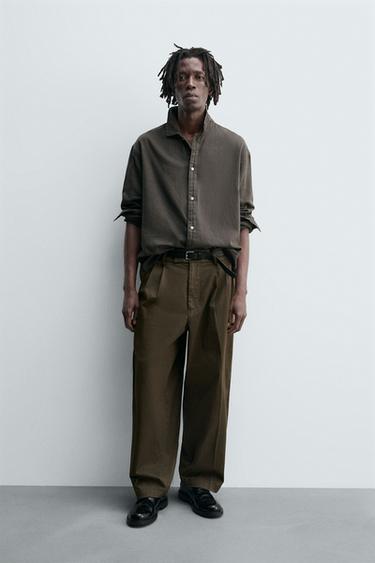 COLOURED DENIM SHIRT - Grey green by Zara - Image 0
