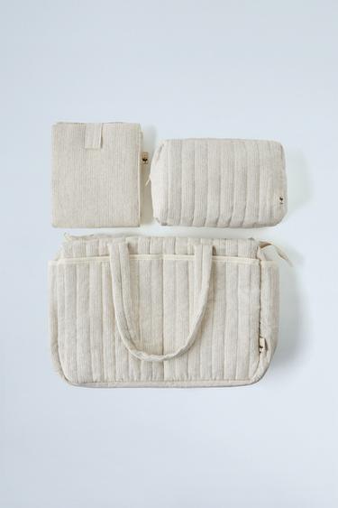 LOT SAC À LANGER À RAYURES - Blanc écru de Zara