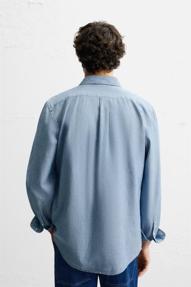 CHEMISE STRUCTURE CHAMBRAY - Bleu clair de Zara - Image 2