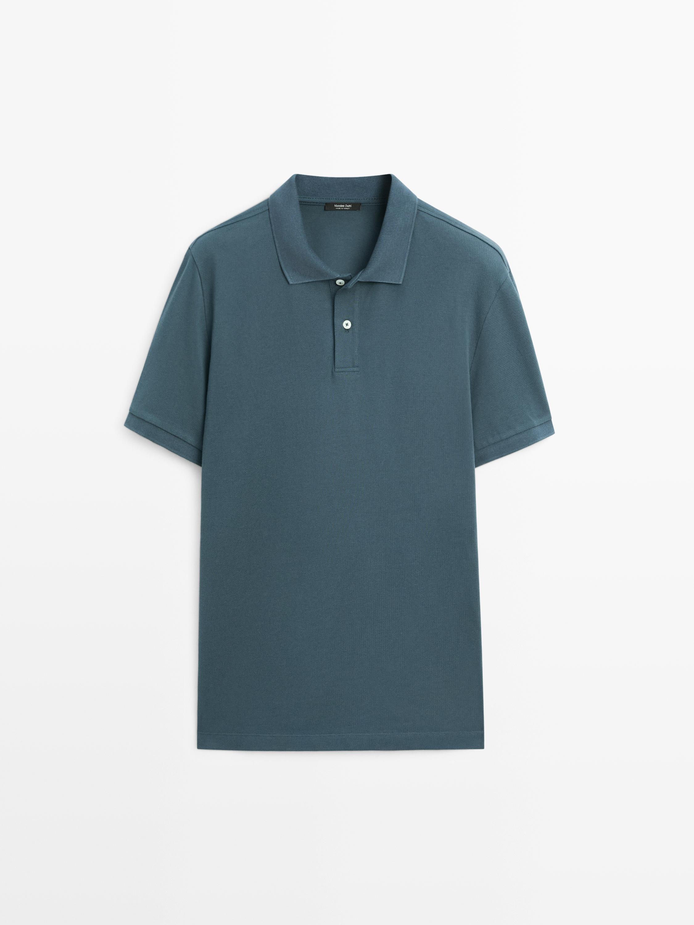Micro-textured cotton piqué polo shirt