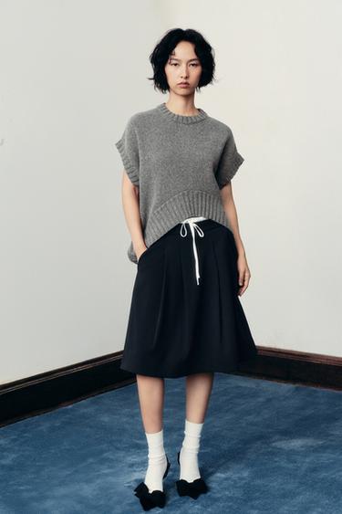 OVERSIZE WOOL-BLEND KNIT WAISTCOAT - Grey by Zara - Image 0