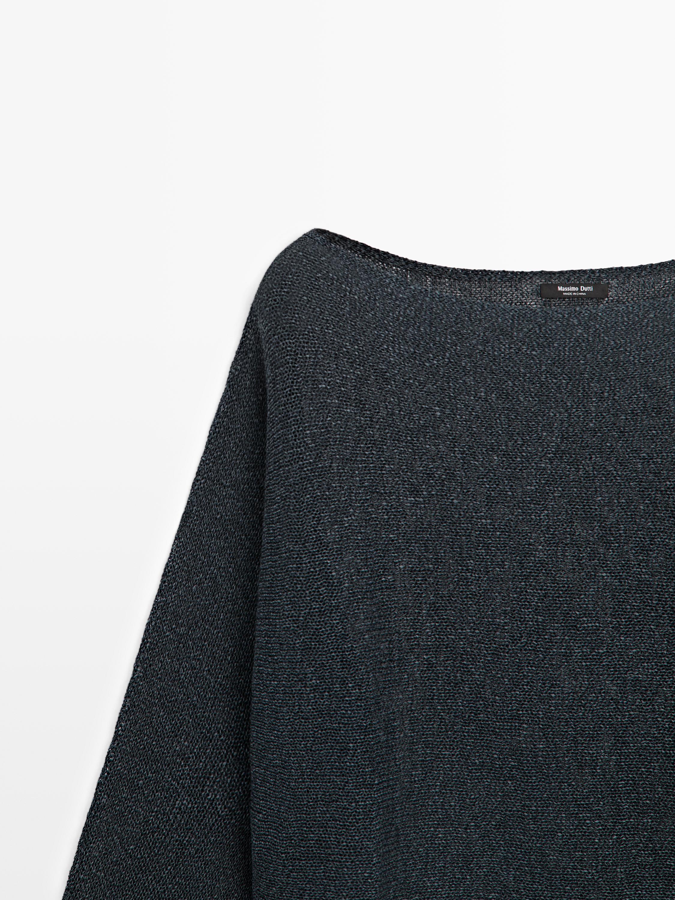 Flowing cotton blend knit sweater